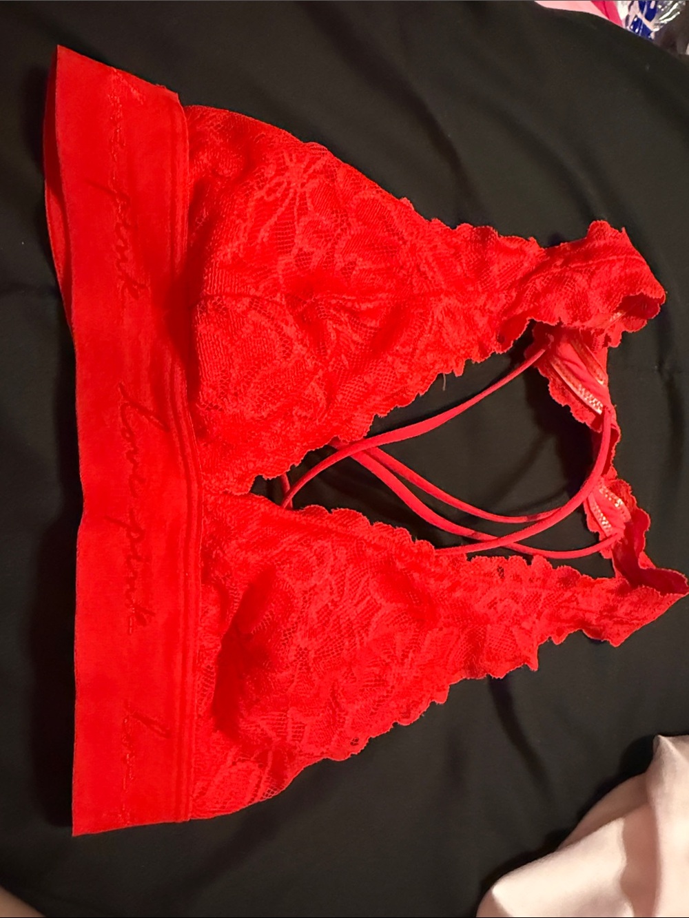 Vs pink red lace bralette